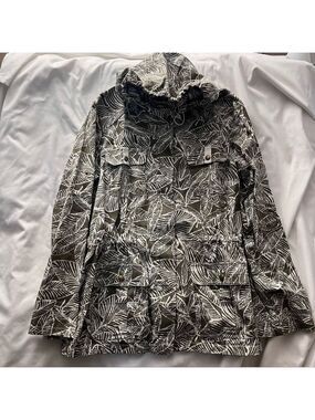 Spanner Botanical Leaf Print Utility Anorak Jacket Size 12